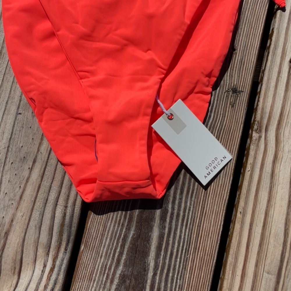 NWT Good American Tiny Ties Bikini Bottoms In Hot Coral Size 3/ L - Picture 3 of 12
